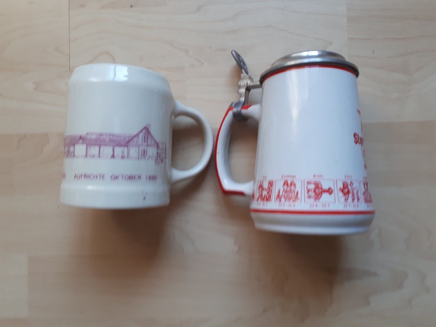 Hürlimann Bicchieri: 2 Bierkrüge einer mit Zinndeckel Stern Bräu – Usato da Dürnten venduto da kuh_7mdq 1