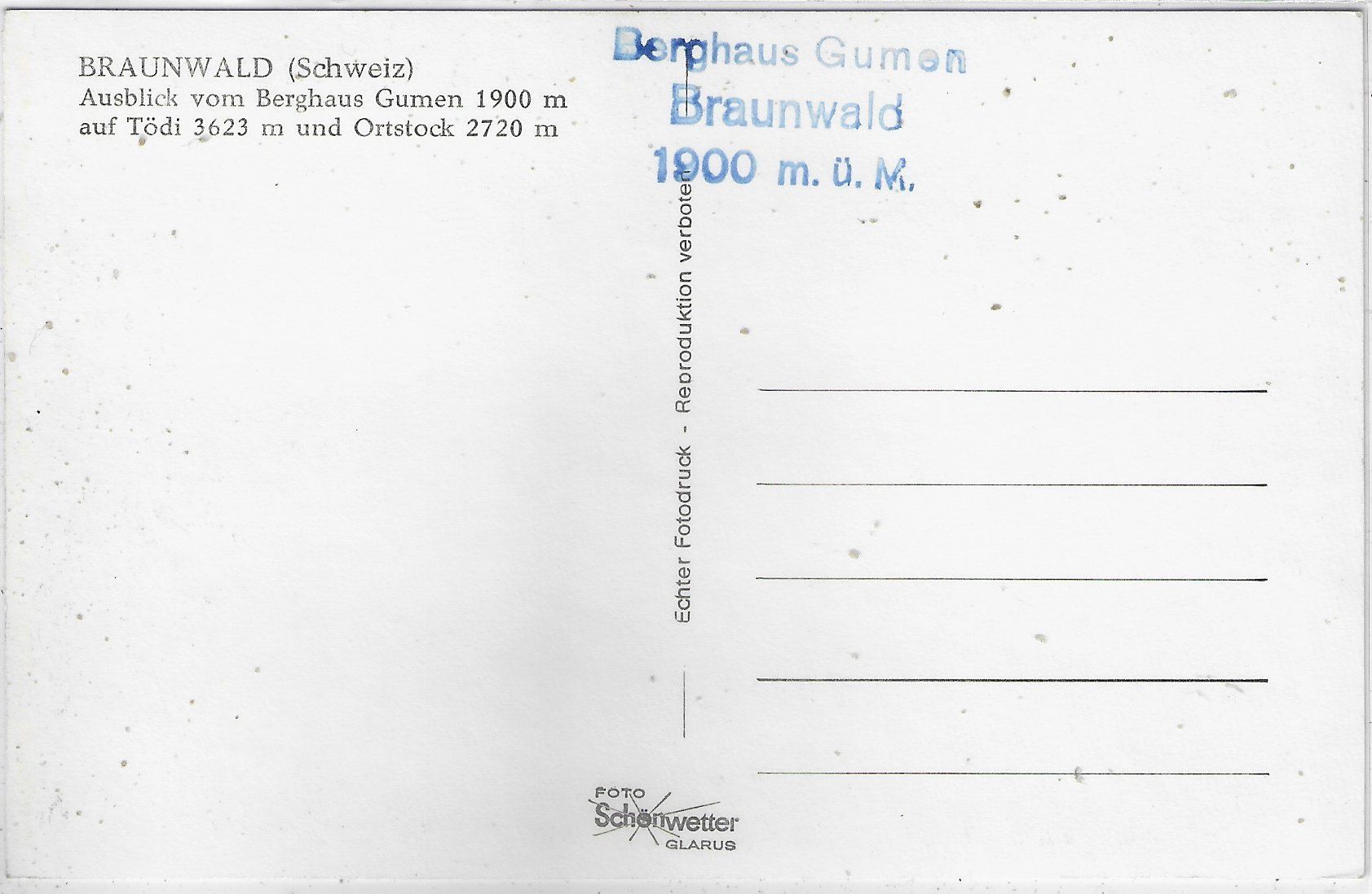 Cartoline postali: Braunwald - Ausblick vom Berghaus Gumen – Usato da Ettingen venduto da Kartenplanet 1