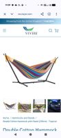 Vivere Double Hammock with Steel Stand