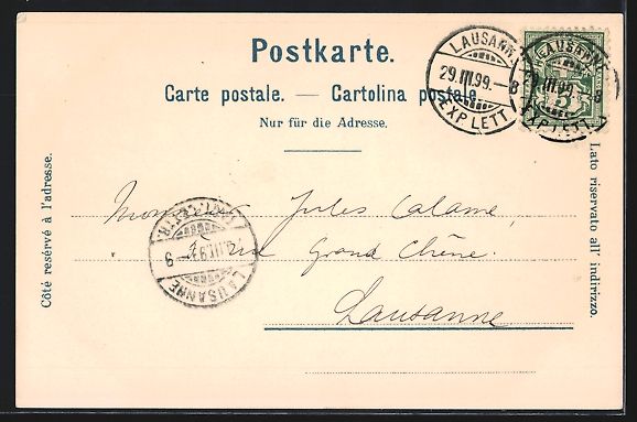 Cartoline postali: Litho Lausanne, Le Château et la Cath – Usato da Berlin venduto da bartko-reher 1