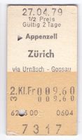 Billette Appenzell - Zürich via Urnäsch - Gossau