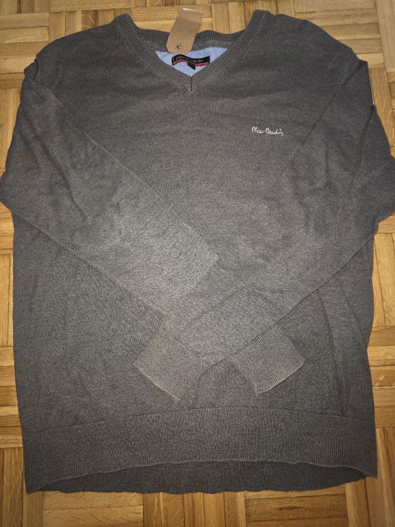 Pull En Laine Vintage Pierre Cardin Pour Femme - Taille 50, Rouge Et Bleu, Logo Brodé | Occasion Très Bon état