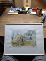 Aquarell Bild Elefanten Aquilin 94 gerahmt 