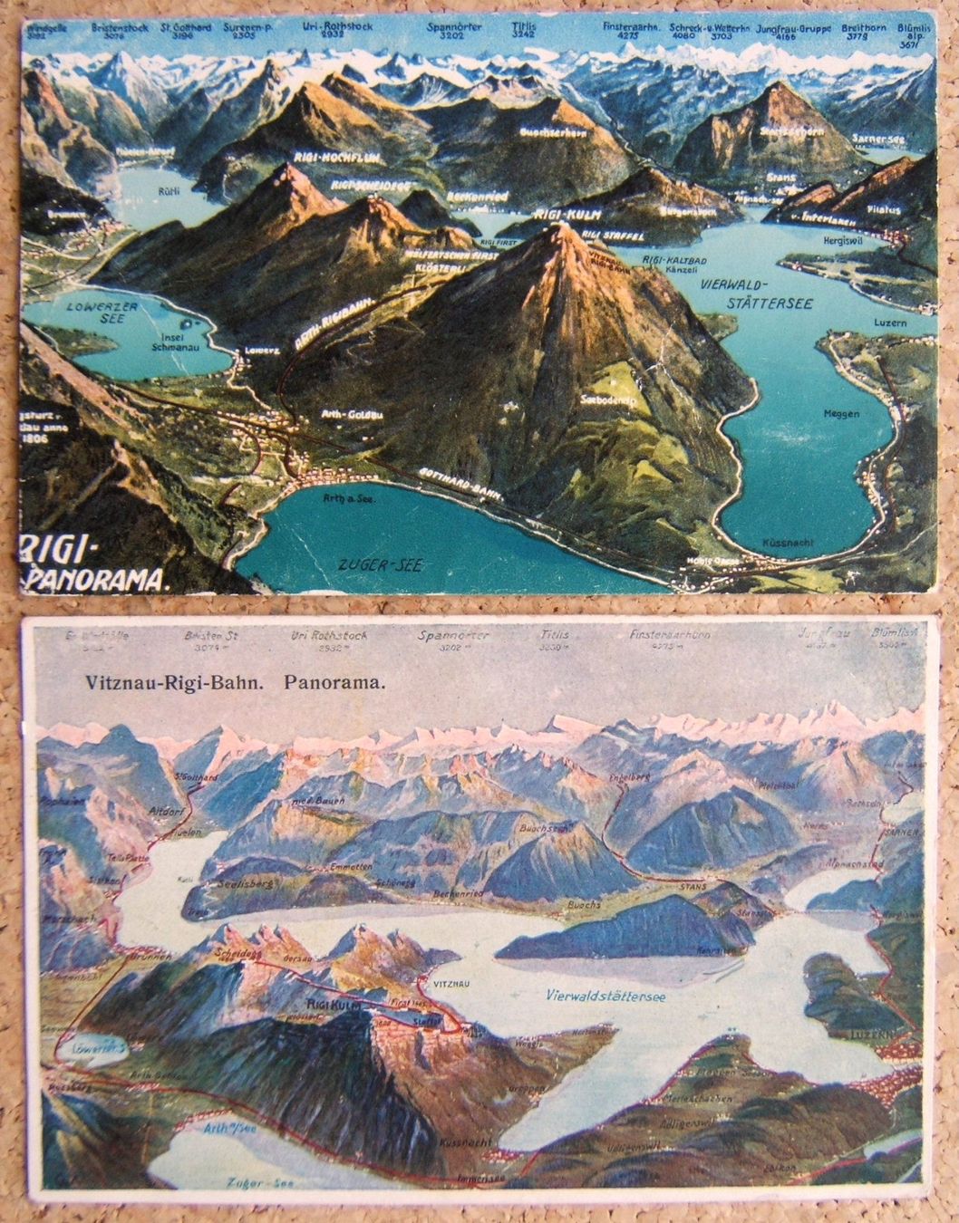 Cartoline postali: 2 AK RIGI-PANORAMA – Usato da Brunnen venduto da Nonne04