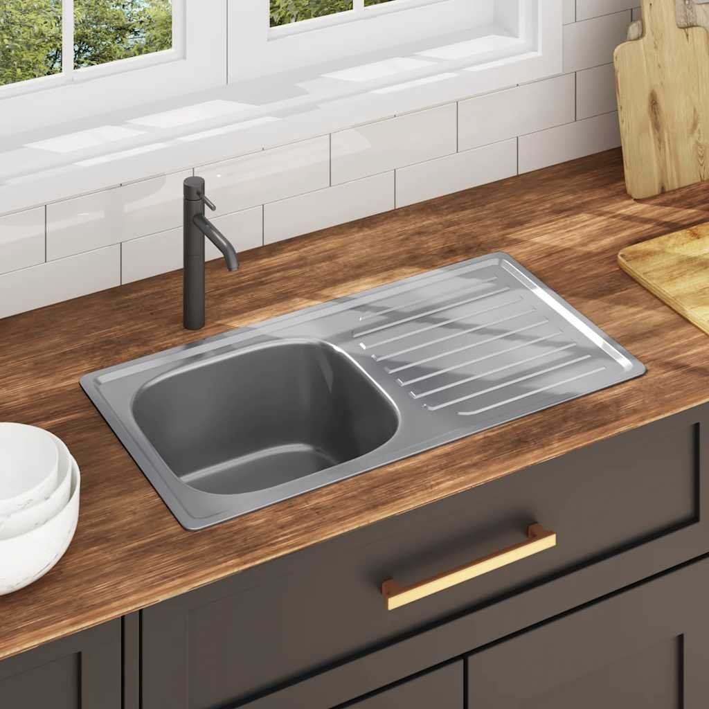 Lavabi & lavandini: Einbauspüle mit Sieb und Siphon Edelstahl – Nuovo e nell'imballaggio originale da Zug venduto da Cheap-Shop