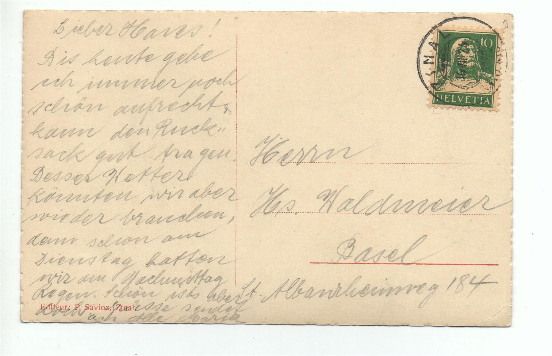 Ansichtskarten: ZINAL Chapelle et Poste – Gebraucht aus Jona von philajona 1