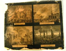 Lithographien Ansicht von Bränden Zeitangabe 1848