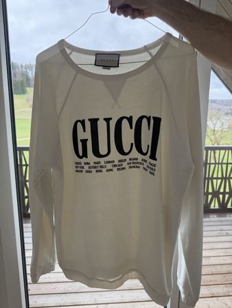 Gucci Sweatshirt mit Logo- und Städte-Print, Grösse L