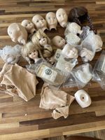 Puppenköpfe, Arme, Beine, Echthaar Perücken