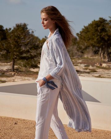 HEMISPHERE - Leinen Longblusenkleid XS/S