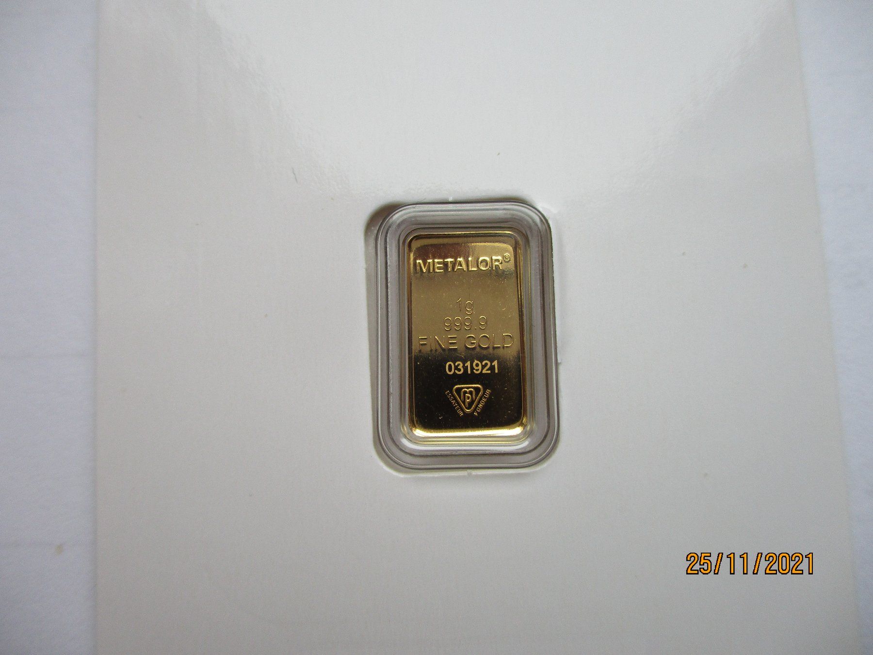 Metalli preziosi: 1gr. Goldbarren Nr. 031921 – Nuovo e nell'imballaggio originale da Liestal venduto da Disc-Point 1