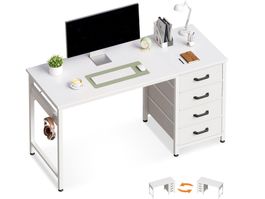 Bürotisch weiss mit 4 Schubladen, Schreibtisch 120x48cm