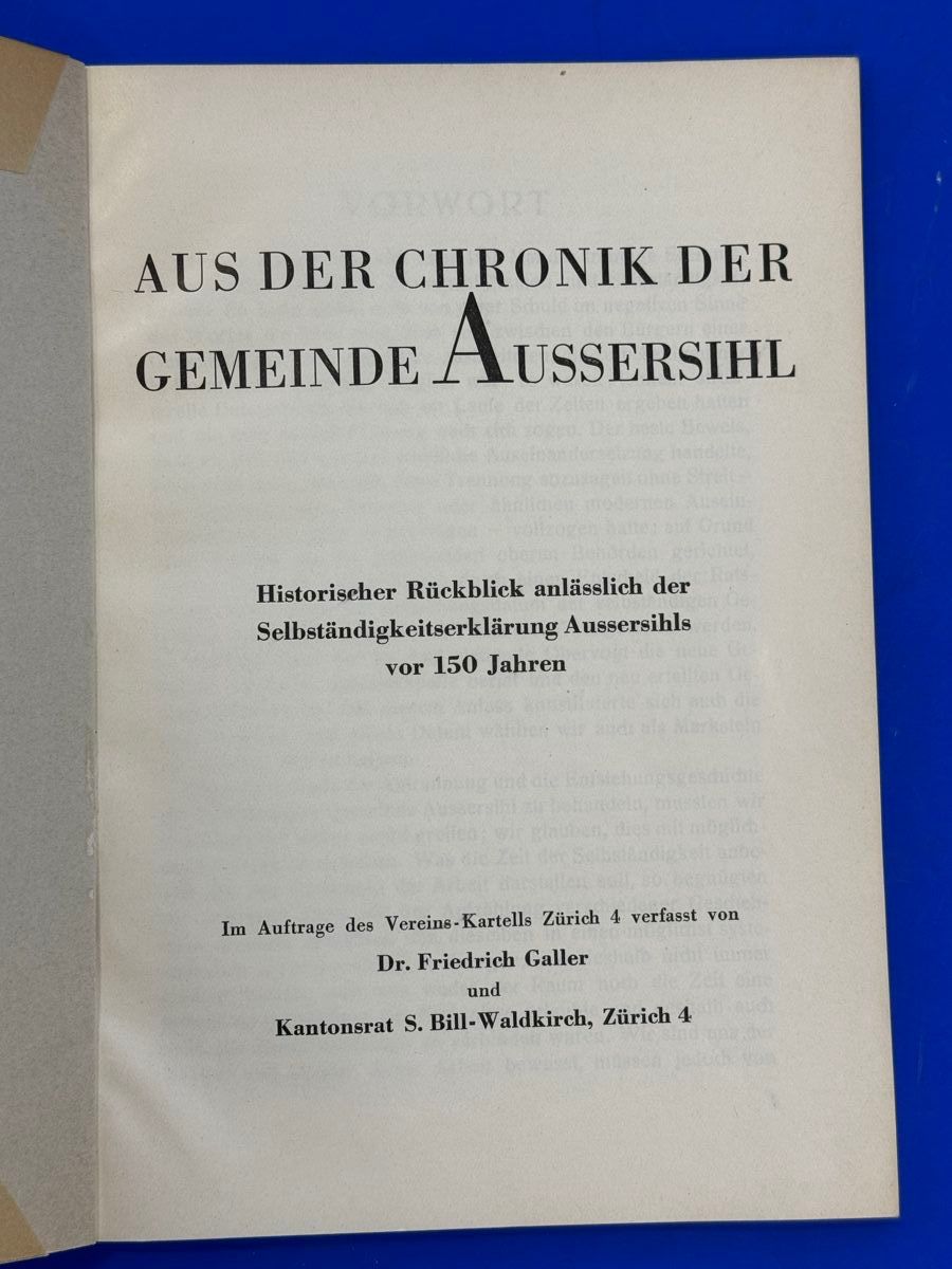 Bücher: Festschrift der Gemeinde Aussersihl 1787-1937 – Gebraucht aus Adliswil von buch_und_kunst 1