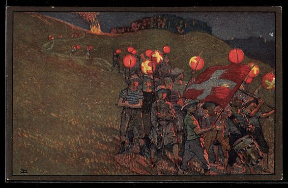 Cartoline postali: Schweizer Bundesfeier 1912, Rotes Kreuz, – Usato da Berlin venduto da bartko-reher