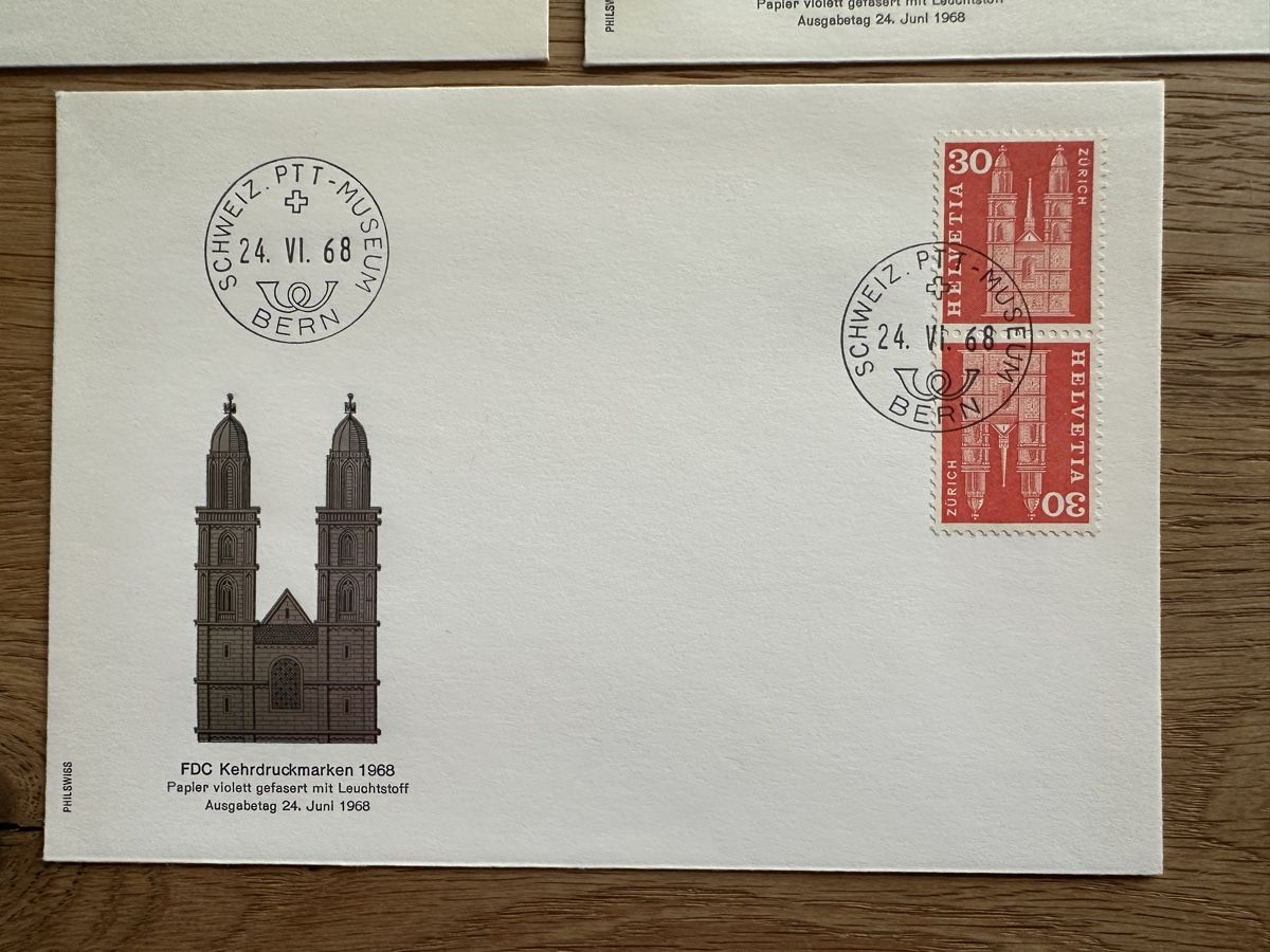 Tutti i francobolli: Schweiz - 5x Kehrdruck FDC – Usato da Schmitten / FR venduto da Samsara169 5