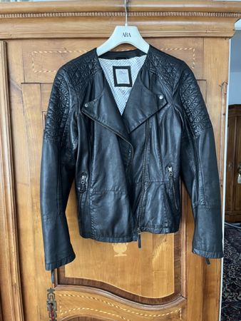 Lamm-Lederjacke „Driver“ schwarz Grösse 34/36 kurz gebraucht
