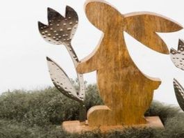 Osterhase/Alu mit Holz/Neu/OVP