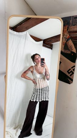 Vintage crochet top tunic dress