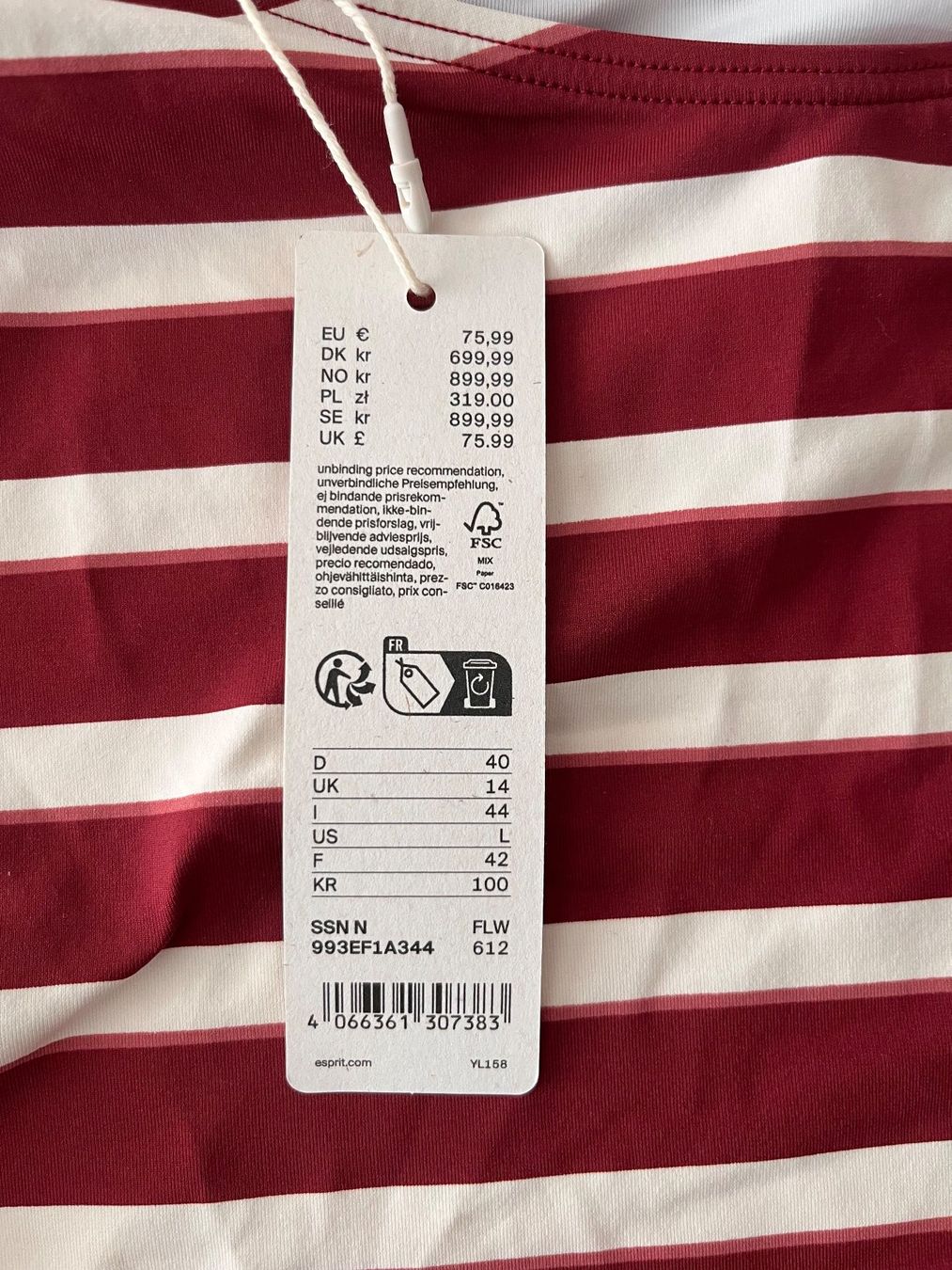 Esprit Costumi da bagno & Bikini: ESPRIT, Badekleid, Grösse 40, Farbe Rot/Weiss – Nuovo e nell'imballaggio originale da Rudolfstetten venduto da gst_g7xl 7