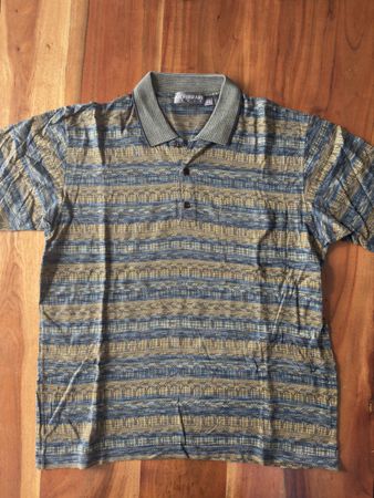 Vintage Gioferrari Italy Poloshirt gemustert, Grösse 52, M/L