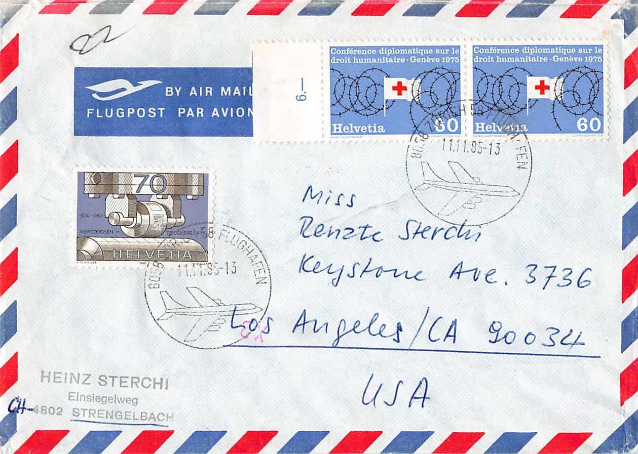 Tutti i francobolli: 5 FLUGBRIEFE u.a. MENZINGEN nach SÜDINDIEN – Usato da Lufingen venduto da philatelieshop 5