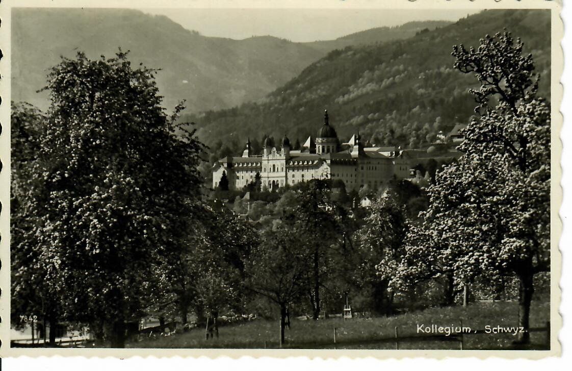 Ansichtskarten: Kollegium Schwyz 1955 – Gebraucht aus Hochdorf von Ziegel-16