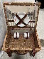 Korb Picknickkorb Weide mit Besteck und Geschirr 2 Personen