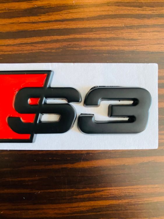 Audi S3 Emblem Schriftzug Logo aus Metall Rot/Schwarz Matt | Kaufen auf ...