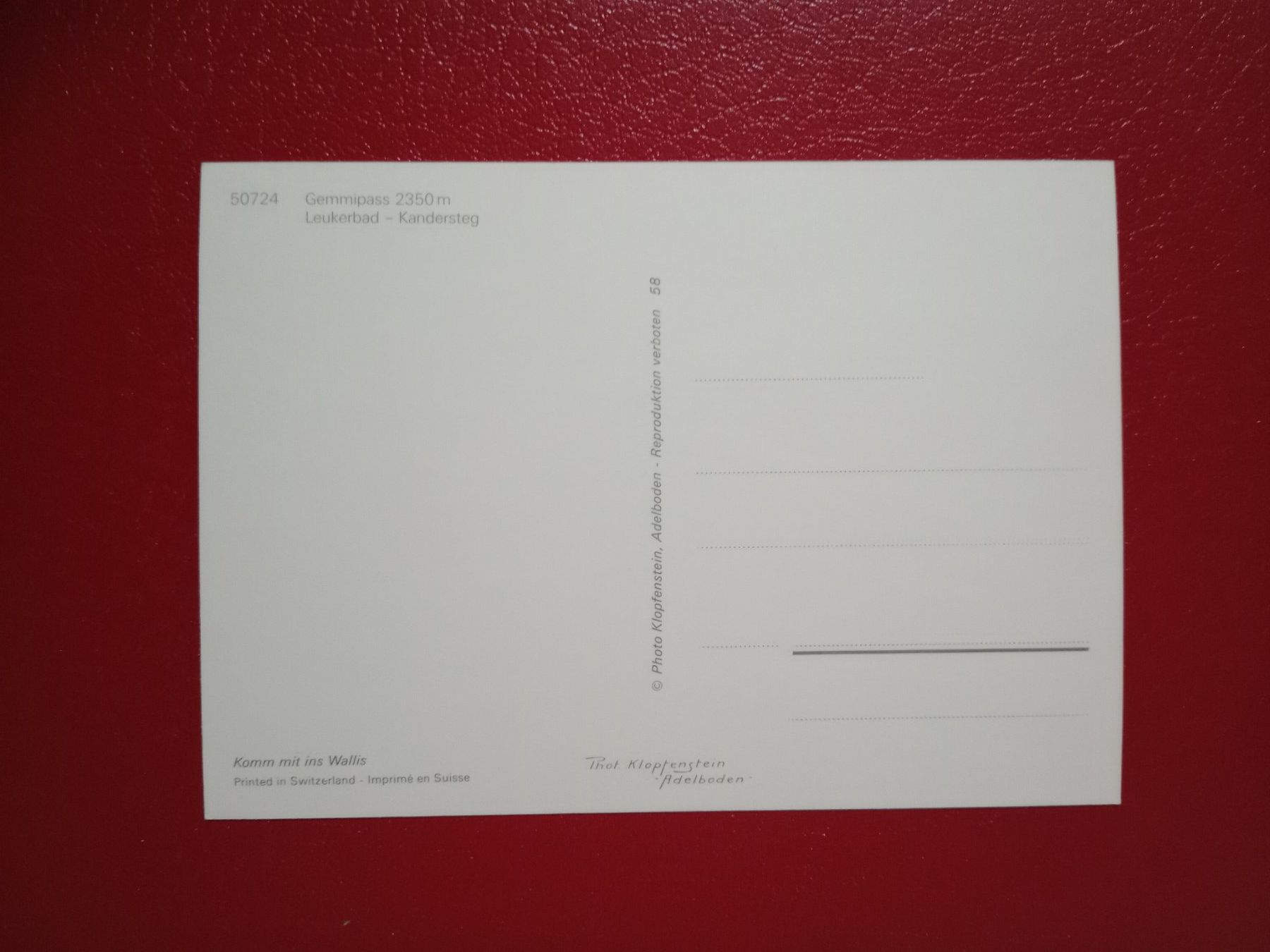 Ansichtskarten: Gemmipass Vogelschau Wallis/ Bern – Gebraucht aus Küttigen von Melisch1000 1