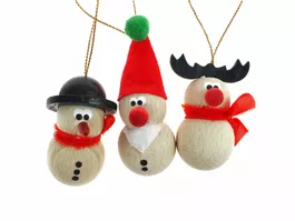 Deko-Hänger-Set, 3-tlg.  aus Holz. Schneemann, Weihnachtsman