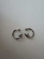 Ohrringe Silber mit Perlen, Creole, 2 Stück, gebraucht
