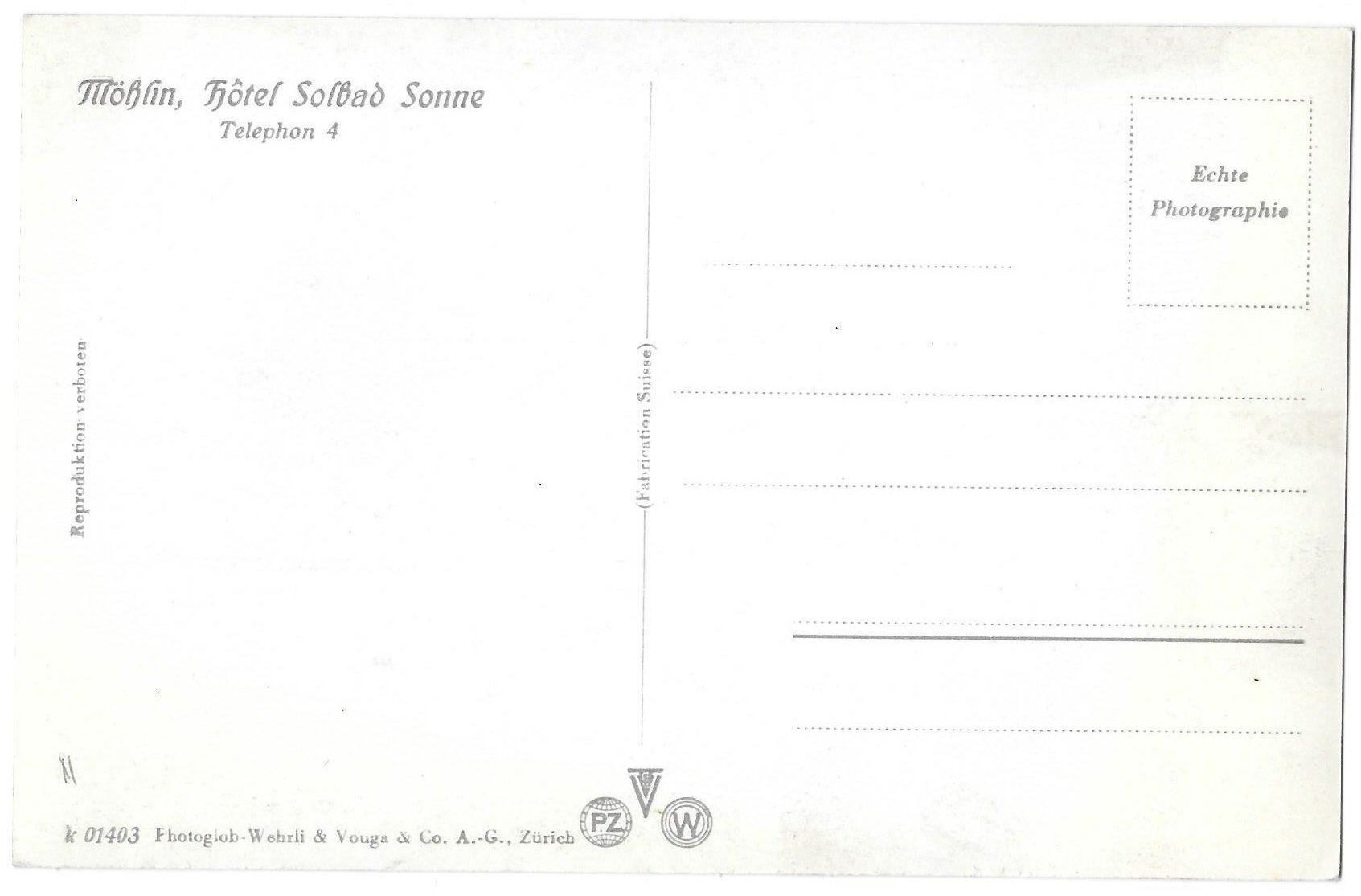 Cartoline postali: Möhlin Hotel Solbad Sonne – Usato da Olten venduto da clotaldi 1