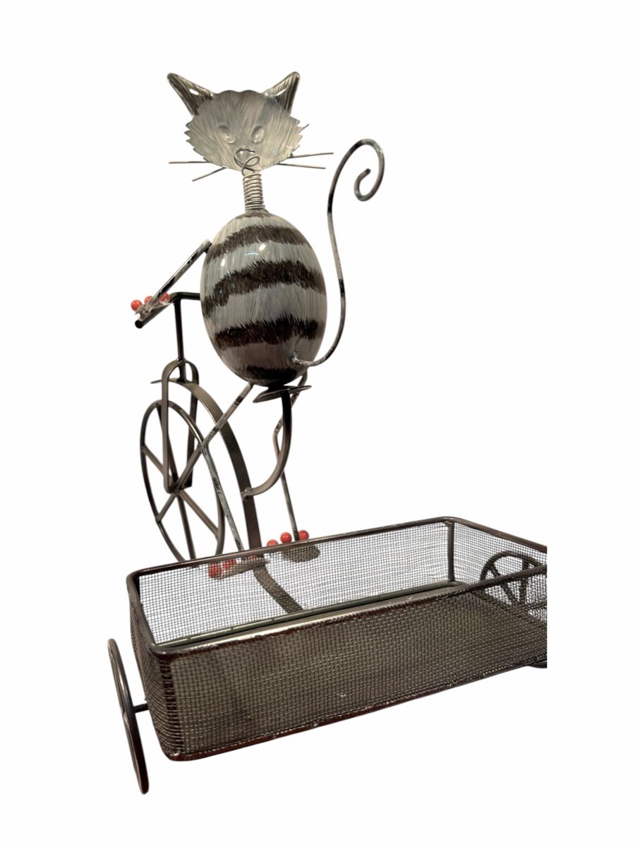 Tutte le decorazioni: Cat Bicycle Planter Metal Decoration Used – Usato da Lausanne venduto da artnouveau05 6