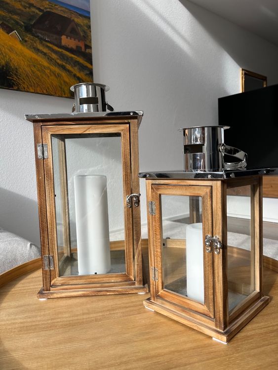 Produktbild von Wunderschöne Graue Holz Laterne Mit Kuppeldach 45,5cm Groß !!! 10012