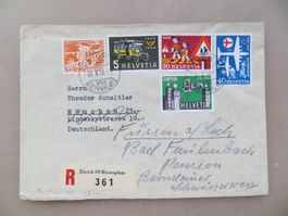 Gelaufener R-Satzbrief Werbe- und Gedenkmarken 1956