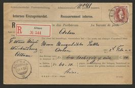1895 Steh. Helv 30 Rp. Internes Einzugsmandat v ALTNAU