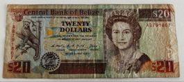 Belize 20 Dollars 1990 – Queen Elizabeth II Banknote