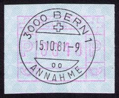 ATM 4_ VOLLSTEMPEL 15.10.81_3000 BERN 1__ Mit Gummi 1A !