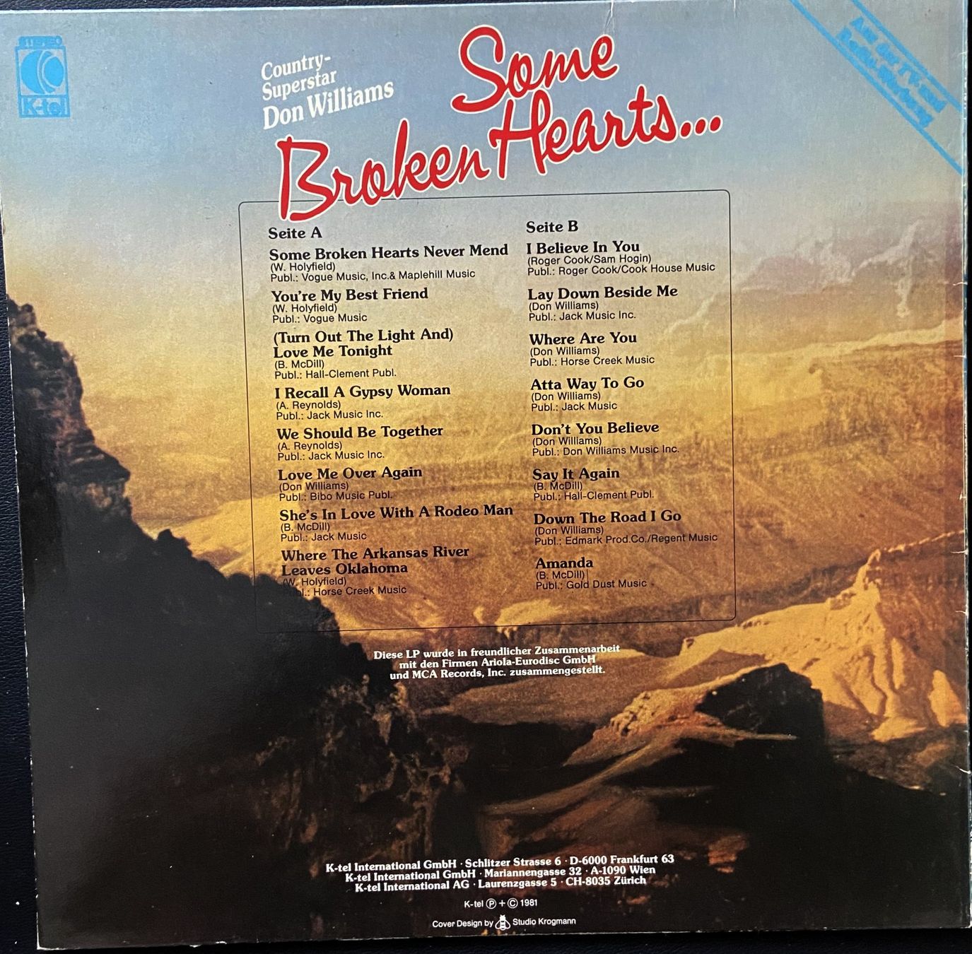 Schallplatten: Don Williams - Some Broken Hearts – Gebraucht aus Feldbach von  1