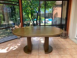 Large Extendable Oval Dining Table in Wood – Art Deco Style