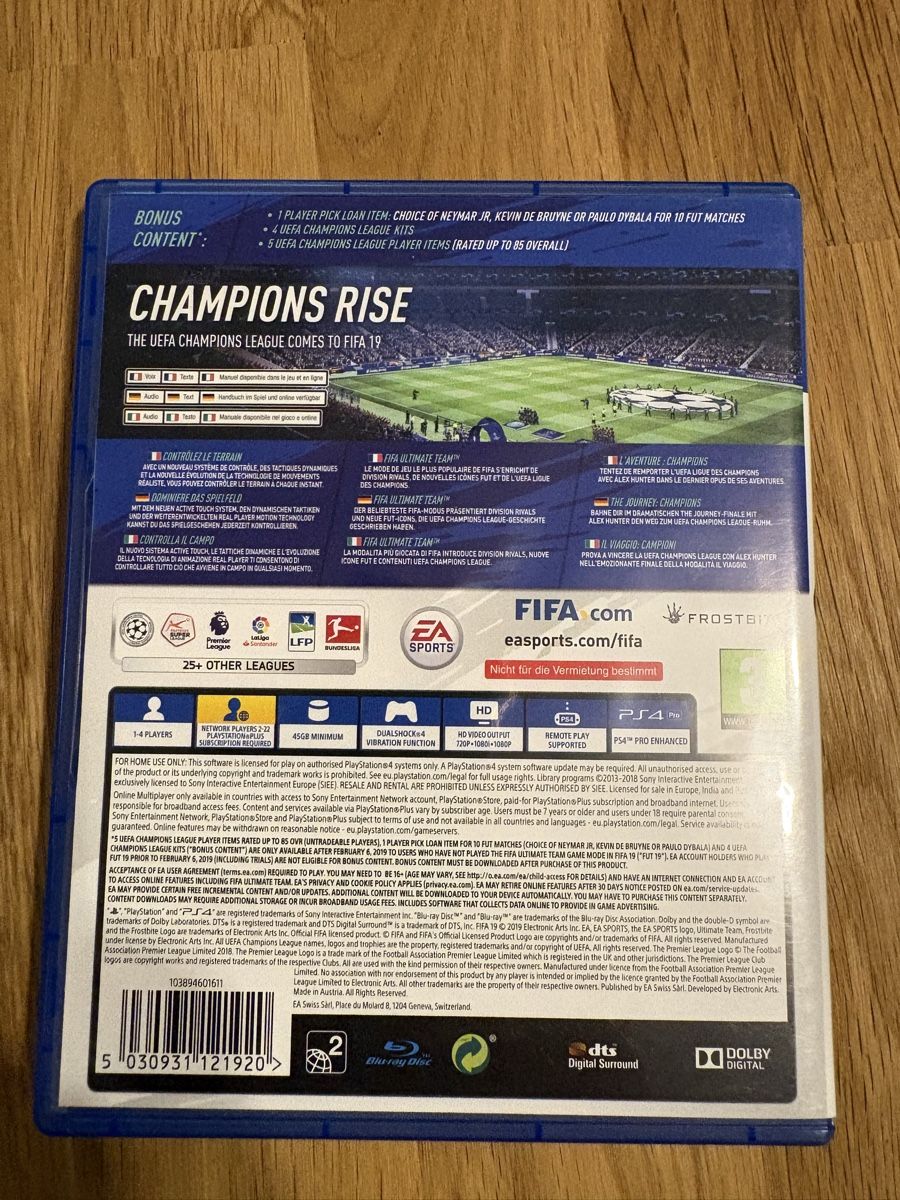 Spiele: FIFA 19 für PS4 – Gebraucht aus Giubiasco von Tiberius 1