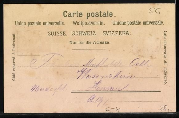 Cartoline postali: Litho Brunnadern, Pfarrhaus, Schulhaus,  – Usato da Berlin venduto da bartko-reher 1