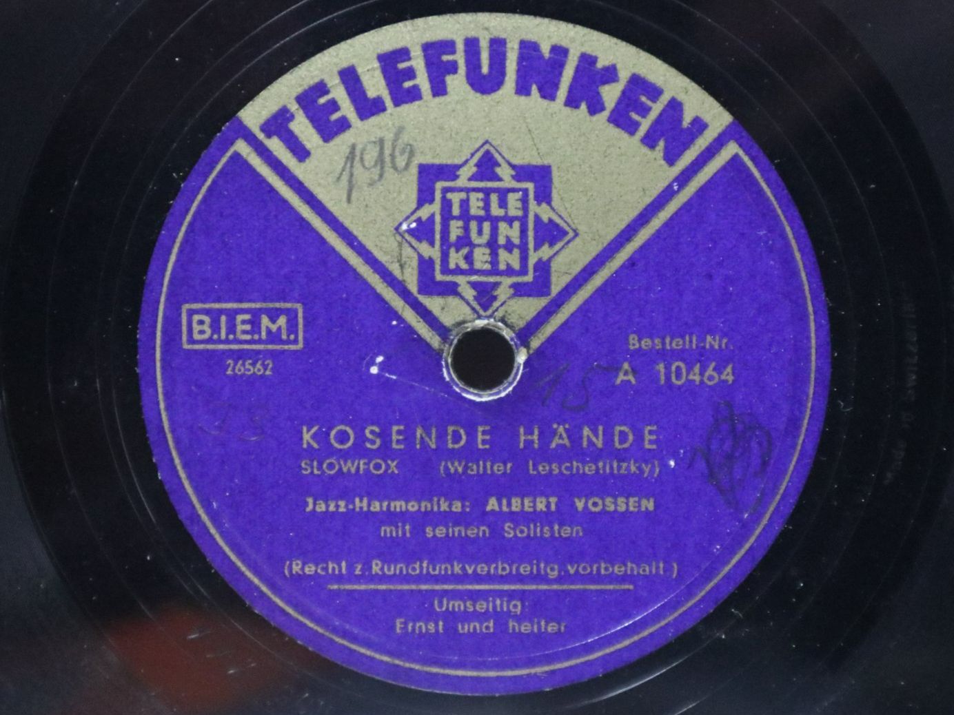 Dischi in vinile: Schellack Telefunken Swiss Made Albert Vossen Ernst + Heiter – Usato da Eschenbach SG venduto da Astalavista 2