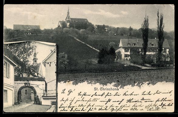 Cartes postales: St. Chrischona, Panorama mit Kirche und  – D'occasion à Berlin par bartko-reher