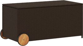 Gartenbox Rattanoptik braun mit Rollen