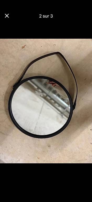 Specchi: Miroir rond lanière en cuir industriel  – Usato da Lausanne venduto da vir_vs2s 1
