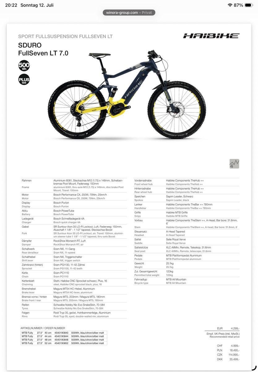 Haibike Vélos: Haibike Full Seven 7.0 – D'occasion à St. Gallen par Suma10 4