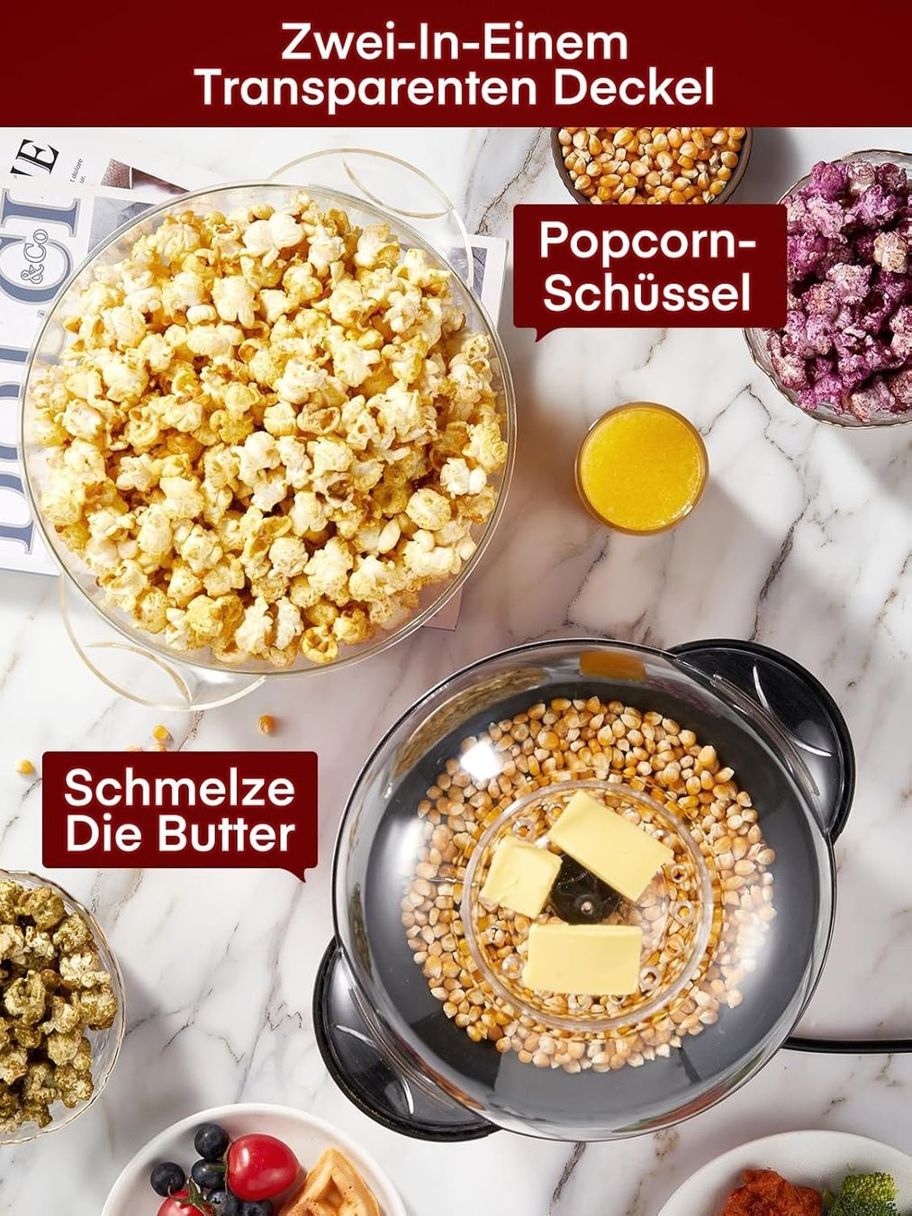 Elettrodomestici da cucina: Popcornmaschine 3,5L rot elektrisch Popcorn Maker – Nuovo e nell'imballaggio originale da Wittenbach venduto da VELARO 4
