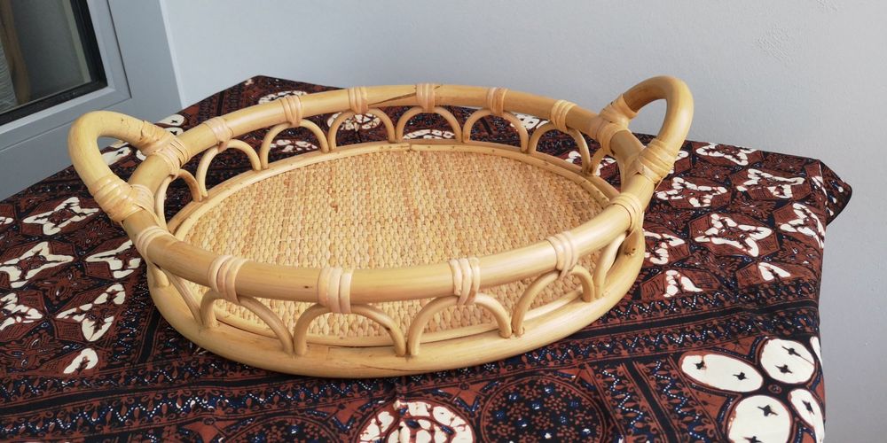 Tablett oval aus Rattan (100% Naturprodukt) (Neu (gemäss Beschreibung ...