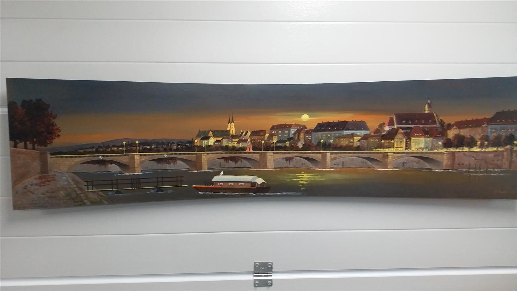 Tableaux: E.Kurti "Basel bei Nacht" Oelgemälde – D'occasion à Zürich par Galerie-Kunst